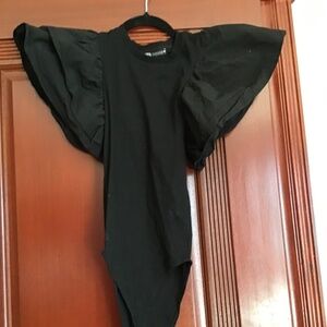 Zara Black Bodysuit with Dramatic Sleeves